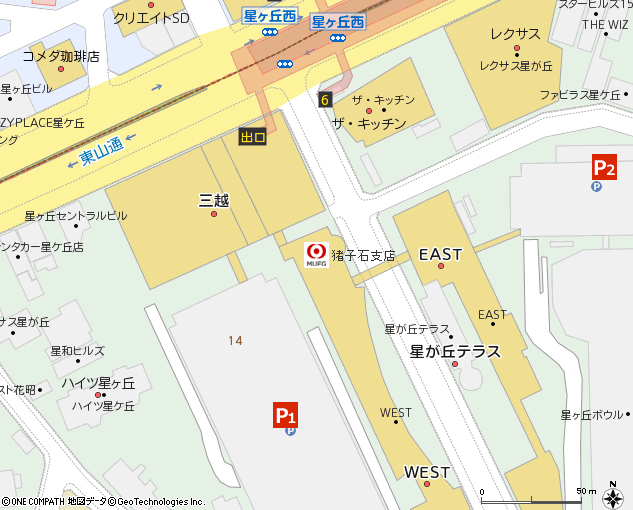 猪子石支店付近の地図